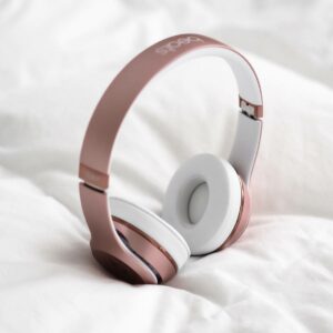 Rose gold headphones